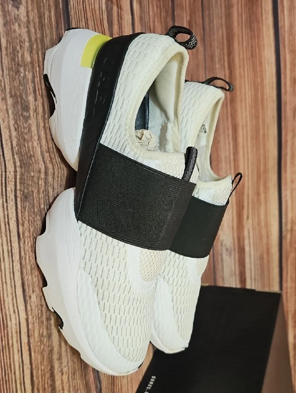 Sorel White Slip-On Sneakers with Black Strap